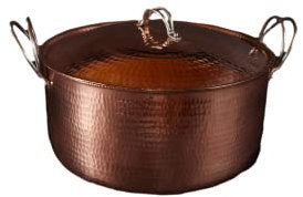 Sertodo Copper Dutch Oven | 30,5 cm Durchmesser x 15,2 cm Höhe | Groß und schön | 11,5 Quart Kapazität | Patentiertes Edelstahl-Griffsystem | 100 % massives Kupfer, schwer, handgehämmert