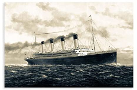 MOIT Titanic Sepia Leinwand-Poster, Schlafzimmer, Dekoration, Sport, Landschaft, Büro, Raumdekoration, Geschenk, ohne Rahmen, 30 x 45 cm