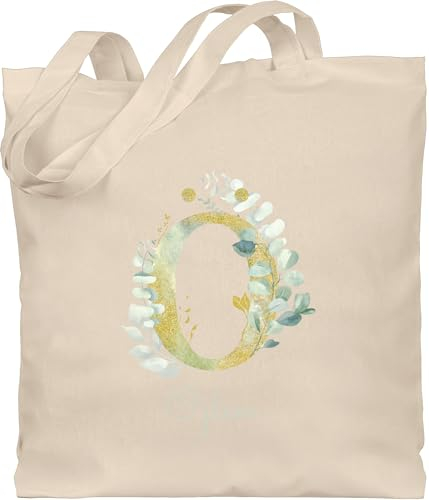 Baumwolltasche - Initialen - Buchstabe Name - Persönliches individuelles Geschenk selbst gestalten bedrucken mit Namen Geschenkidee Geschenk mit Namen - Unisize - Naturweiß - namens geschenke
