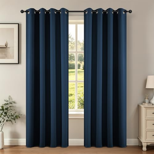 Joydeco Blackout Curtains 120 Inch Length 2 Panels Set, Thermal Insulated Long Curtains& Drapes 2 Burg, Christmas Drapes for Living Room Bedroom Window