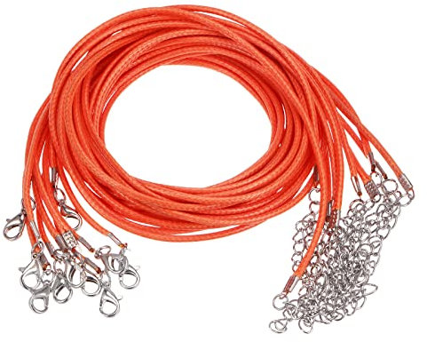sourcing map 10pcs Waxed Necklace Cord Bulk, 23 Inches and 2mm Dia Necklace String Rope with Clasp for Pendants, Bracelets, Necklaces, Jewelry Making Beading Supplies, Orange