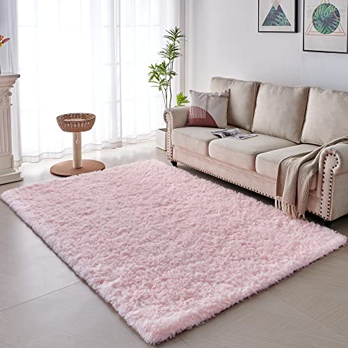VOFUSHON Wohnzimmer Hochflor Teppich,Shaggy Flur Läufer Teppich Modern Flauschiger Weich Teppich Groß für Wohnzimmer Deko/Schlafzimmer/Kinderzimmer(160 x 230 cm,Rosa)