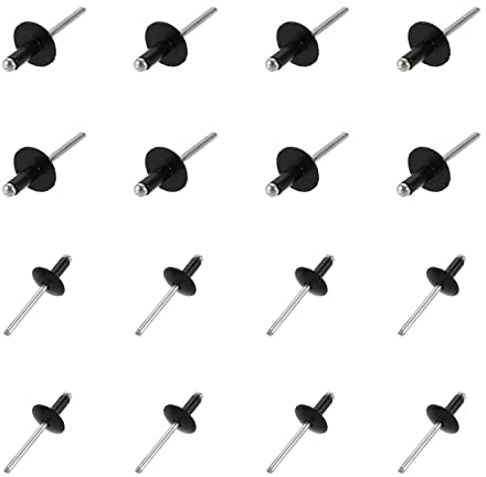QUARKZMAN 4,8mm x 12mm Blindnieten x 40Pcs Aluminium Offenes Ende Großer Flansch Niet für Metall und Kunststoff und Leder [Schwarz]