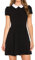 Futura London Womens Black Peter Pan Collar Short Sleeve Pleated Mini Skater Casual Cocktail Club Halloween Dress (as8, Numeric, Numeric_10, Regular, Regular)