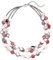 FULU AUTUMN Damen Statement Kette mit Steine Perlen Boho Silber Mehrreihige Kette Modeschmuck Die Besten Geschenke für Mütter(30-Pink)