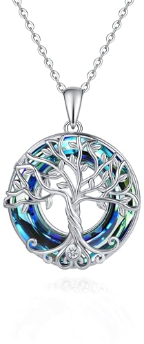 Fryneauy Albero Della Vita Collana In Argento 925 Albero Della Famiglia Gioielli Di Cristallo Regali Per Donne Ragazze Amici Mamma