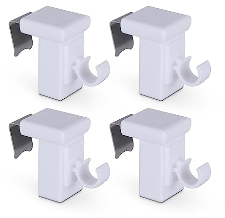 Bestlivings Klemmträger Weiß 4er Pack - für Cafehausstangen Ø10mm - Fensterrahmen 10-27mm - Klemmfix Dekohaken - Universal Fensterhaken zur Fensterdekoration