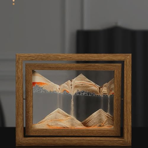 Peinture De Sable Qui Coule, Cadre Sable Mouvant,Cadre Dynamique3D Naturel 3D Sablier De Cadre De Sable En Verre Rectangle,Image D'art De Sable En Mouvement Pour La Maison, Le Bureau ( Color : Orange