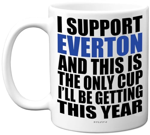 Funny Football Mug Gift for Everton Fans - Footy Only Cup - Joke Xmas Birthday Mugs Present Gifts for Son Dad Brother Uncle Colleague Friend Cousin, 11oz Ceramic Dishwasher Safe Coffee Tea Cup