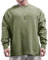Muscle Alive Herren Basic Langarmshirts Waffel Sweatshirt Lockere Trainieren Zur Seite Fahren Rundhalsausschnitt Shirt Olivgrün XL