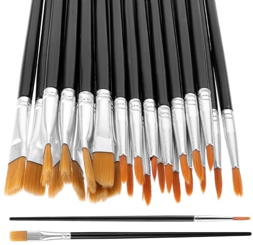 Prasacco 30 Pieces Paint Brushes Set, Small Paint Brushes Flat and Round Pointed Paint Brushes Set Nylon Hair Brushes Acrylic Paint Brushes Kids Paint Brushes for Acrylic Oil Watercolor Painting