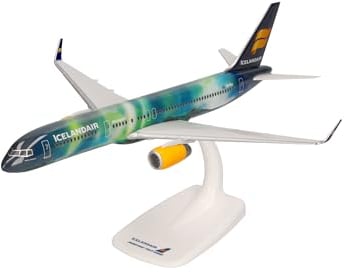 Herpa modello di aereo Icelandair Boeing 757-200 - TF-FIU in scala 1:200 - Snap-Fit, pezzo da collezione, miniatura deco, statuetta con supporto in plastica
