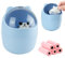 IBEQUEM Mini Trash Can, Cute Small Trash Can with Lid, Desktop Paper Bin with 5 Rolls of Bin Liners, Portable Tabletop Dustbin, Cartoon Rubbish Storage for Office Bedroom Desk Car Kitchen (Blue)
