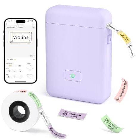 LFPERT HP2-S Label Maker Machine mit Tape - Bluetooth Thermal Label Printer, Etikettendrucker für Zuhause, Mini Etikettendrucker für Organisation, Lagerung, Barcode, Büro, Zuhause, Lila
