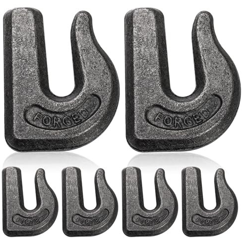 SOUJOY 6 Pack Weld On Grab Chain Hook, 3/8 Tractor Bucket Hooks, G70 Forged Clevis Weldable Tow Hook for Chain Pulling and Lifting, Trailer Truck, Rigging, Car
