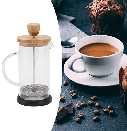 Prensa francesa resistente al calor, filtro de elaboración a mano de borosilicato de alto grosor, vidrio de borosilicato, cafetera de café, prensa de té, cubierta de 350 ml (cubierta de bambú de 600