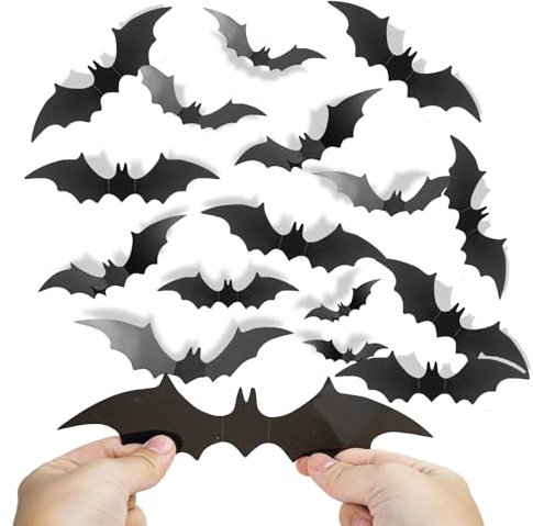 180 adesivi 3D a forma di pipistrelli di Halloween, 4 misure, pipistrelli spaventosi per Halloween, decorazione fai da te per finestre di casa, feste, bar, decorazione della stanza