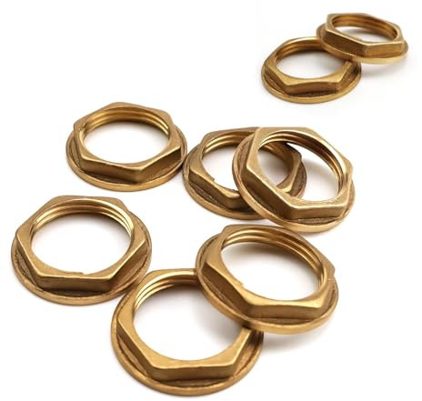 LERANXIN 6 Pezzi Confezione Controdado Flangiato in Ottone, 3/4 Dado di Bloccaggio in Ottone, G3/4 Dado Ottone Femmina, per Accessori Sanitari Lavabo Bagno