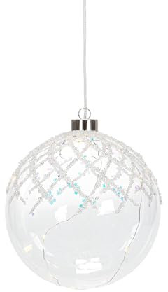 LED Deko Kugel aus Glas mit Draht-Lichterkette als Beleuchtung zum Hängen oder Hinstellen | ideal zu Weihnachten | batteriebetrieben | Verschiedene Modelle (zum Hängen mit Timer - 2)