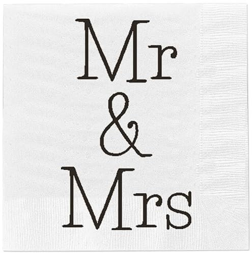 Servietten Mr & Mrs Hochzeit Papierservietten Feier Fest 80 Stück weiß 33 x 33 cm