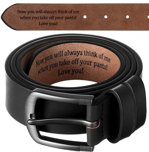 Bunnycool Herrengürtel, Geschenk, Ehemann, personalisierbar, für Herren, graviert, Leder, Geschenk für ihn, Geburtstag, Jahrestag, Hochzeit, Schwarz, 36(waist34-35)
