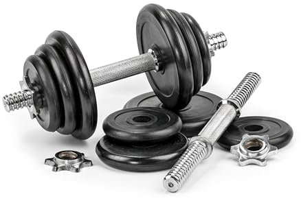 G5 HT SPORT Hantelset + Hantelscheiben aus Gusseisen, Durchmesser 25 mm [11,21,35 kg], verstellbare Gewichte mit Schrauben und Federverschlüssen, Set für Training zu Hause und im Fitnessstudio,