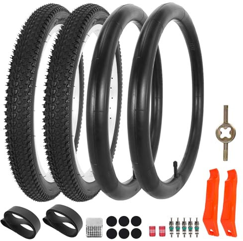 RUTU (2 Pack) 18x2.125 Fahrradreifen und Schlauch Set/57-355, 18x1.95 Fahrradreifen Kompatibel mit Mountain/Off Road Bike 18x2.0 18x2.1 18x2.125 18x2.15 Fahrradreifen Wie BMX Bike Joystar Balance Bike