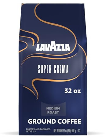 Lavazza Super Crema Ground Coffee, Medium Roast, Arabica and Robusta Blend, 32 oz Bag (Pack of 1)