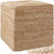 tectake® handgefertigter Jute Pouf Boho, Hocker rund, Room Decor Möbel, Bodenkissen, Sitzkissen Boden, Pouf Hocker, Polsterhocker, Sitzsack, Sitzhocker, Bodensitzkissen - Cube