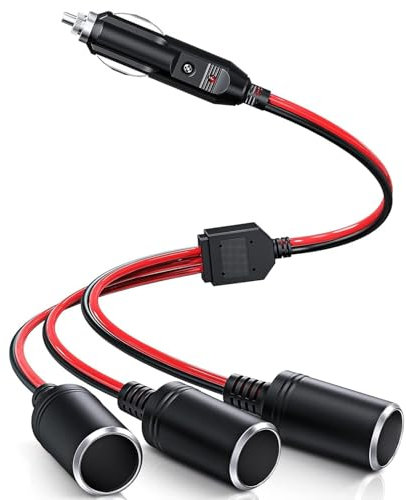 Zigarettenanzünder Verteiler mit Steckdose,KFZ Auto Zigarettenanzünder Stecker, 3 Fach Auto Adapter Splitter, Adapter Zigarettenanzünder Steckdose für 12V-24V Motorrad LKW Lieferwagen Wohnmobil(60cm)