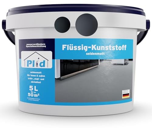 Plid® Plastique liquide intérieur extérieur gris argenté 5 L – Peinture béton imperméable, protection sols et murs, revêtement terrasse, atelier, cave, PVC