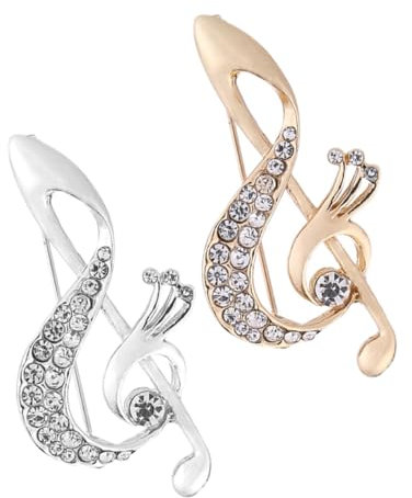 LOLIPPYY 2pièces Broche Musicale Pour Femme Design Forme De Note Ornée De Cristaux Décoratifs Pour Costume Ou Robe Bijoux