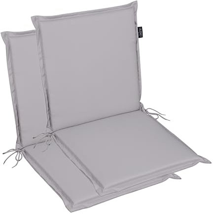 LILENO HOME Gartenstuhl Auflagen [2er Set - Niedriglehner] in Grau - Bequeme Liegen als Sitzauflagen für Gartenmöbel - Stuhlkissen für Gartenstühle und Klappstühle MIA