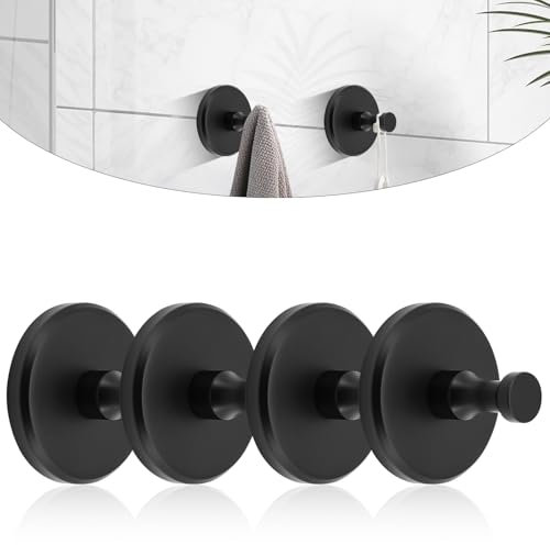 lafo Roha Lot de 4 crochets à ventouse extra puissants, crochets à ventouse extra solides, crochets muraux noirs