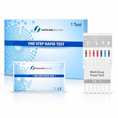 1 SAFECARE 7in1 Drogentest Schnelltest - Multidrogentest | Urin Teststreifen, Selbsttest für zu Hause | Amphetaminen, Kokain, Ecstasy, Methadon, Opiaten, Cannabis THC, Benzodiazepin Test