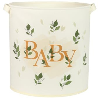 PH S007 Baby Beige Waeschekorb & Spielzeugkorb 37x40 cm faltbar, offen - Aufbewahrungskorb Stoff Kinderzimmer & Bad