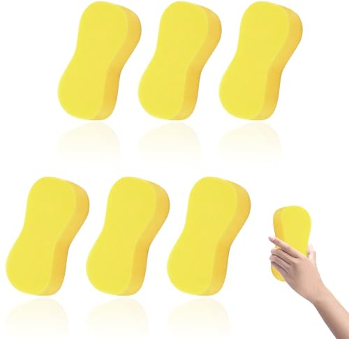 Jumbo Sponges for Car Cleaning - 6 Pcs Large Car Wash Sponges | Jumbo Car Wash Sponges, Large Multi-Purpose Cleaning Sponge for Cars, Motorcycles, Windows, Wheels, and Household (Yellow)