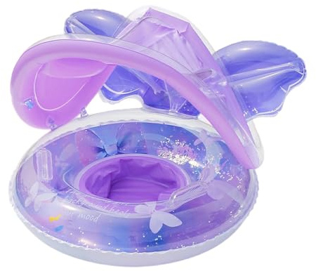 Biniveil Baby-Schwimmring Mit Sonnendach - Sonnenschutz Baby Schwimminsel Für Pool Mit Überdachung,Schmetterlingsform Wassersitz Boot Für See Sommer Garten Outdoor