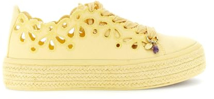 CAFèNOIR - Schnürsneaker Aus Perforiertem Stoff, Für Frauen, Farbe Gelb, Größe 36