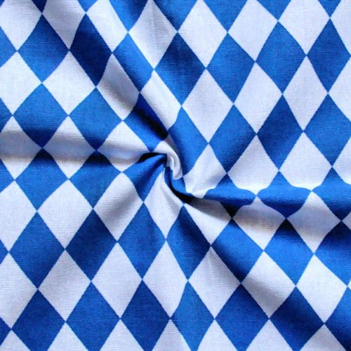 STOFFKONTOR Baumwollstoff Bayern Raute Meterware Blau Weiss