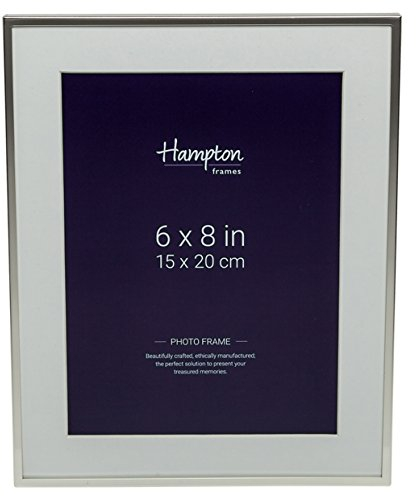 Hampton Frames | Mayfair Silver Plate Photo Frame, 6x8in (15x20cm), Bevel Cut White Mount, Glass Aperture, Freestanding or Wall Mount | Photo Display for Home or Office