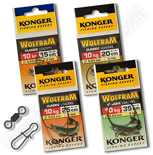 Wire Traces Leader 10kg 22lb 15cm - 35cm Wolfram Tungsten Pike Soft Lure Sea Fishing Tackle (VA09-4x2=8pcs 10kg 25cm Wire Traces Wolfram Konger)