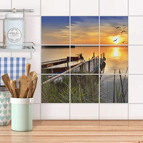 Fliesenbild für Küche und Bad I Fliesen-Folie Sticker selbstklebend I Fliesen verschönern - Stickerfliesen für Küchen- und Badfliesen I Design: Bridge to the sun