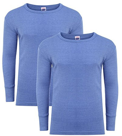 Heatwave® Pack of 2 Men's Thermal Long Sleeve Top, Warm Underwear Baselayer, S M L XL XXL Thermals, Medium Blue