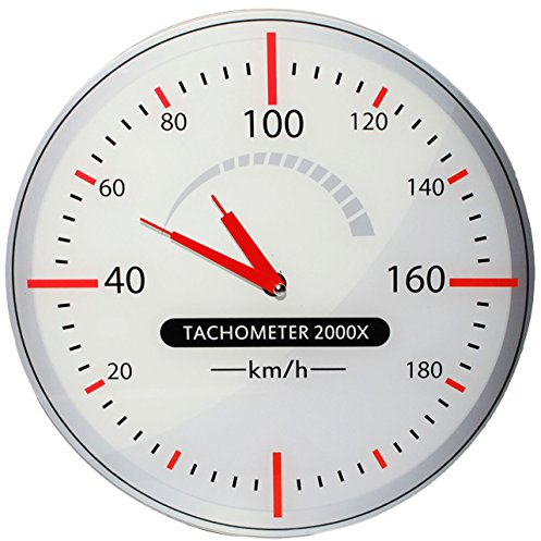 alles-meine.de GmbH Wanduhr - Uhr aus Glas - Tacho/Tachometer - 30,5 cm groß - sehr leise ! - Werkstattuhr - für Kinderzimmer & Wohnzimmer - Autouhr - Auto - Fahrzeug - Gla..