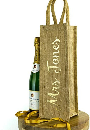 Stickerscape Personalised Shimmer Bottle Bag (Gold) | Thank You Bottle Bag Gift | Hand Finished and Made in The UK
