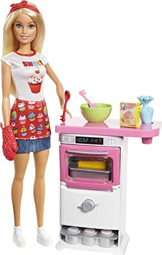 Barbie FHP57 - Barbie-Puppe mit Backofen und aufgehendem Gebäck, Spielzeug ab 3 Jahren