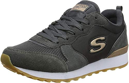 Skechers Femme Retros-OG 85-goldn Gurl Baskets, Gris Charcoal Suede Nylon Mesh Rose Gold Trim Ccl, 35.5 EU