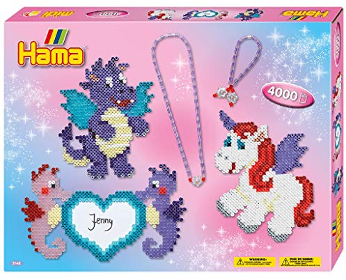 Hama Perlen 3148 Geschenk-Set mit ca. 4.000 bunten Midi Bügelperlen mit Durchmesser 5 mm, 2 Stiftplatten, inkl. Bügelpapier, kreativer Bastelspaß für Groß und Klein