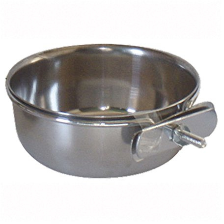 ICA CAP1080 Futterstation aus Edelstahl mit Taube und Ring, Aufhänger für Vögel oder Käfige, Hunde und Katzen, 8 cm, 100 ml